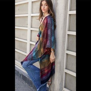 New tropical palms and dot kimono fringe trim OS